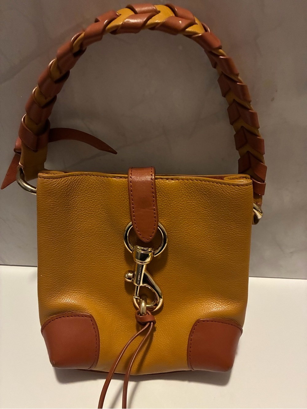 Rebecca Minkoff Tan Braided-Handle Mini Bag